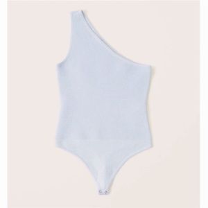 NWOT Abercrombie & Fitch Ribbed One Shoulder Bodysuit in Light Blue. Size L.